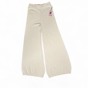 Sincerely Jules Knit Wide Leg Pants Cream Lounge Cozy High Rise Size L NWT